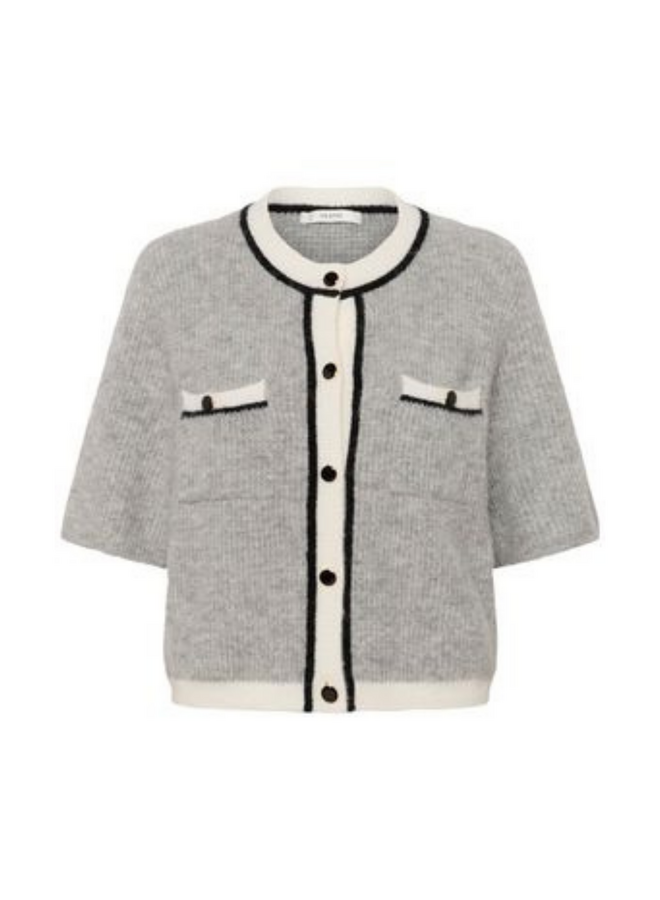 Gestuz Alpha Contrast Cardigan Light Grey Melange