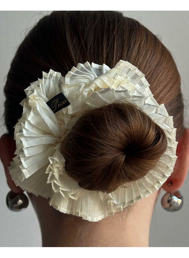 Pico Pleat Scrunchie Ivory / Wit