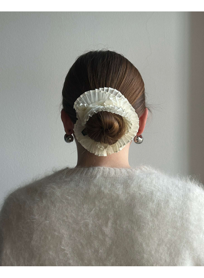 Pico Pleat Scrunchie Ivory / Wit