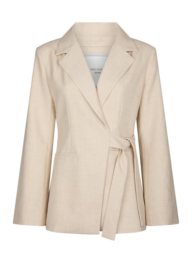 Carmia Melange Tie Blazer Beige