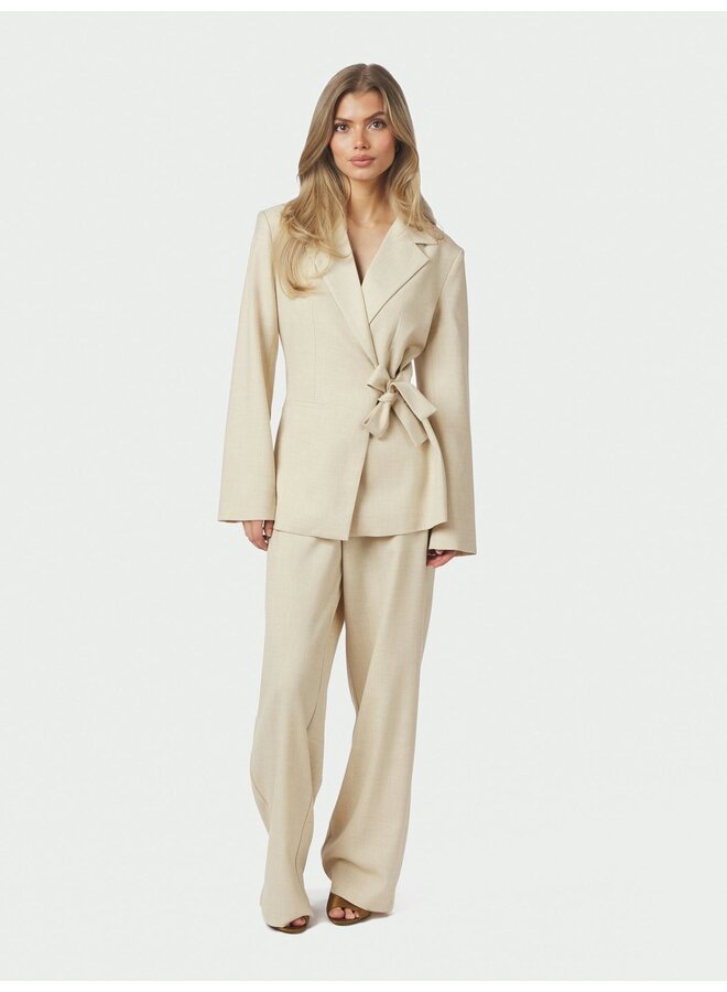 Carmia Melange Tie Blazer Beige