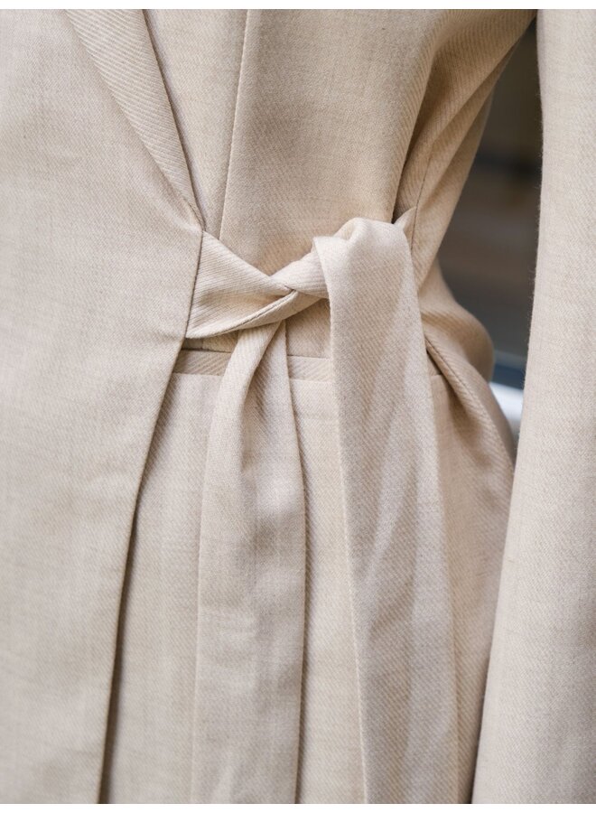 Carmia Melange Tie Blazer Beige