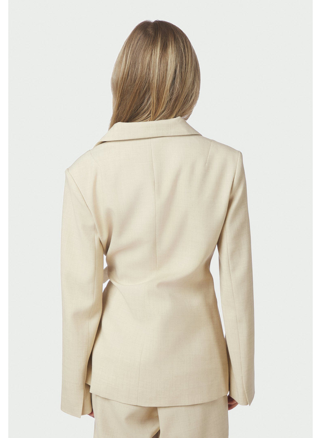 Neo Noir Carmia Melange Tie Blazer Beige
