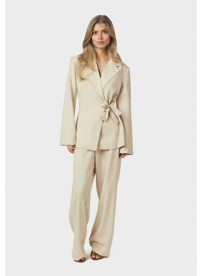 Neo Noir Carmia Melange Tie Blazer Beige