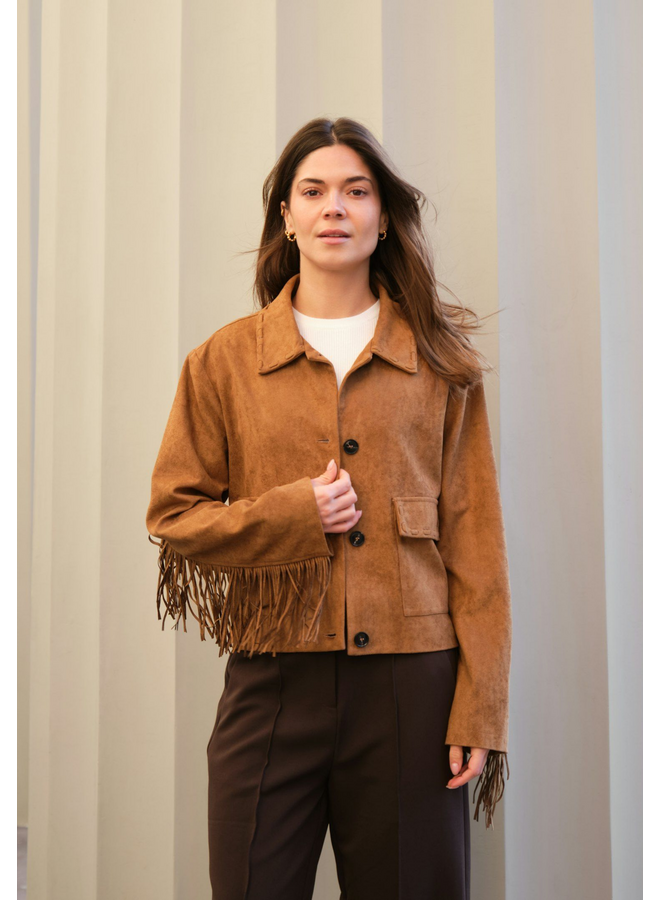 Neo Noir Lauron Faux Suede Jacket Cognac