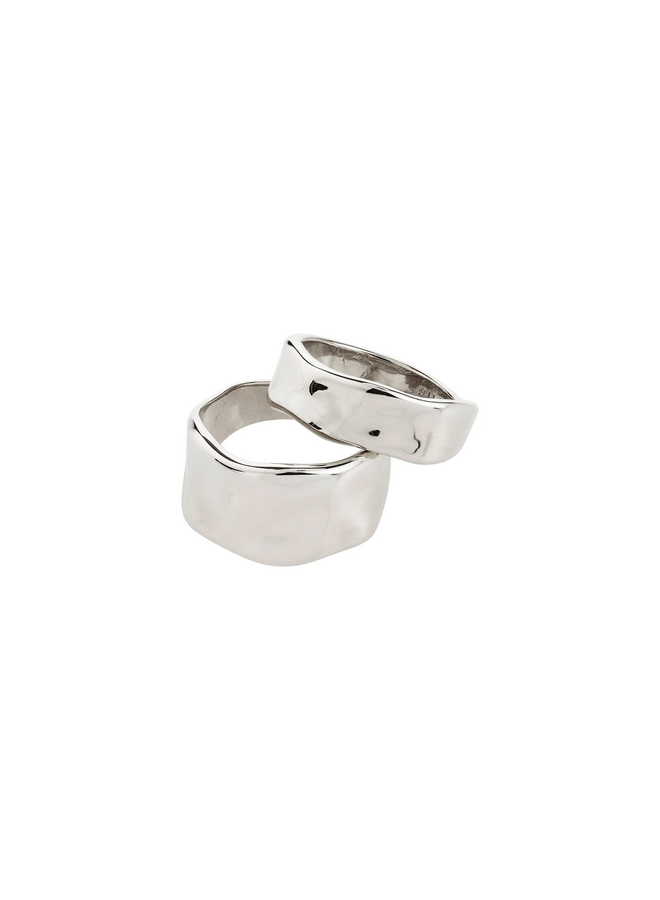 Pilgrim EMBER rings 2-in-1 set, silver-plated