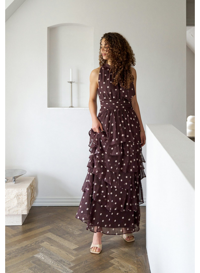 Neo Noir Marli BIg Dot Dress Brown