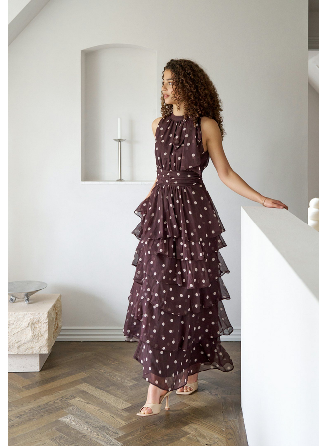 Neo Noir Marli BIg Dot Dress Brown