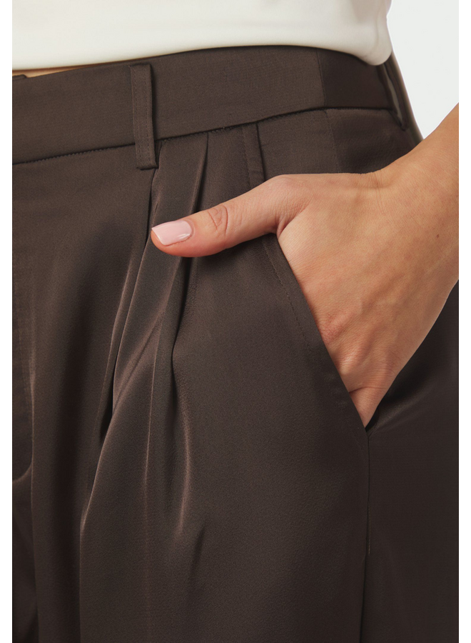 Neo Noir Fayla Drapy Satin Balloon Pants Dark Brown