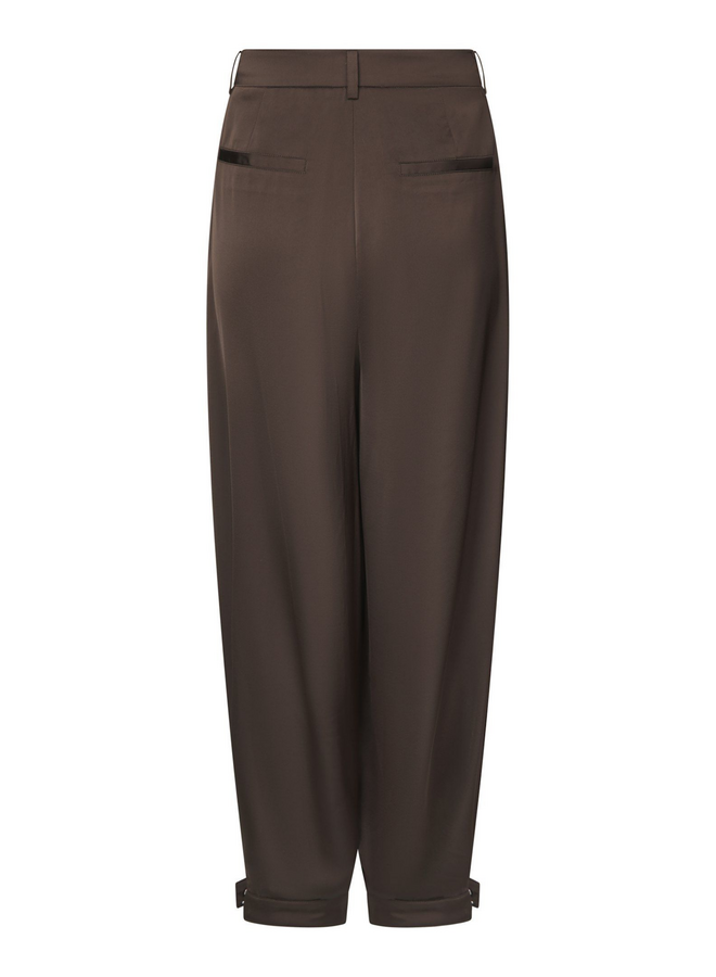 Neo Noir Fayla Drapy Satin Balloon Pants Dark Brown