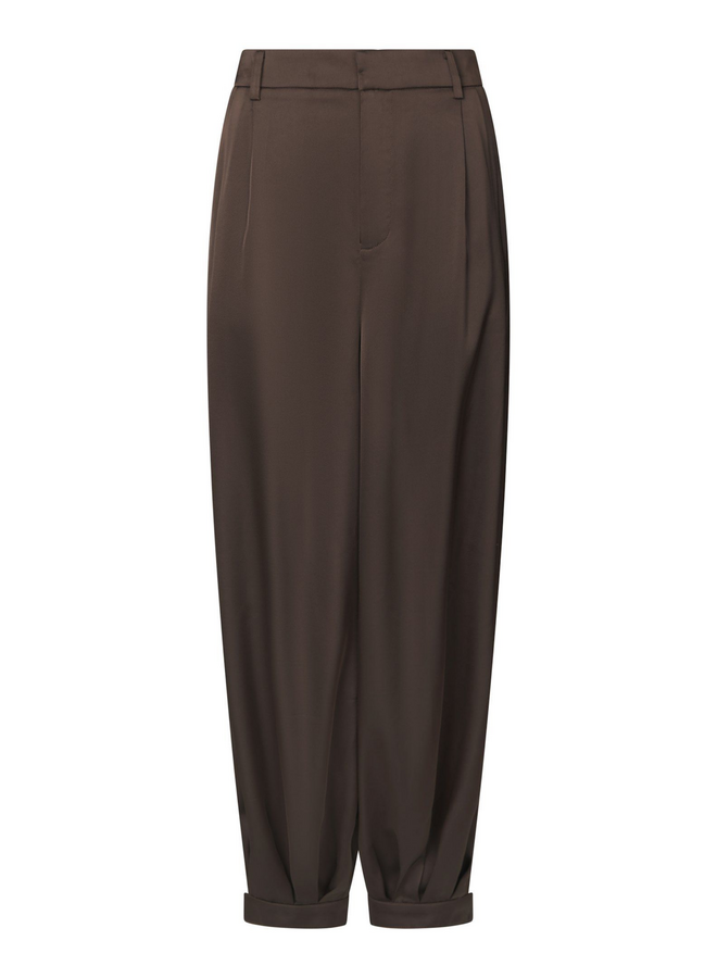 Neo Noir Fayla Drapy Satin Balloon Pants Dark Brown