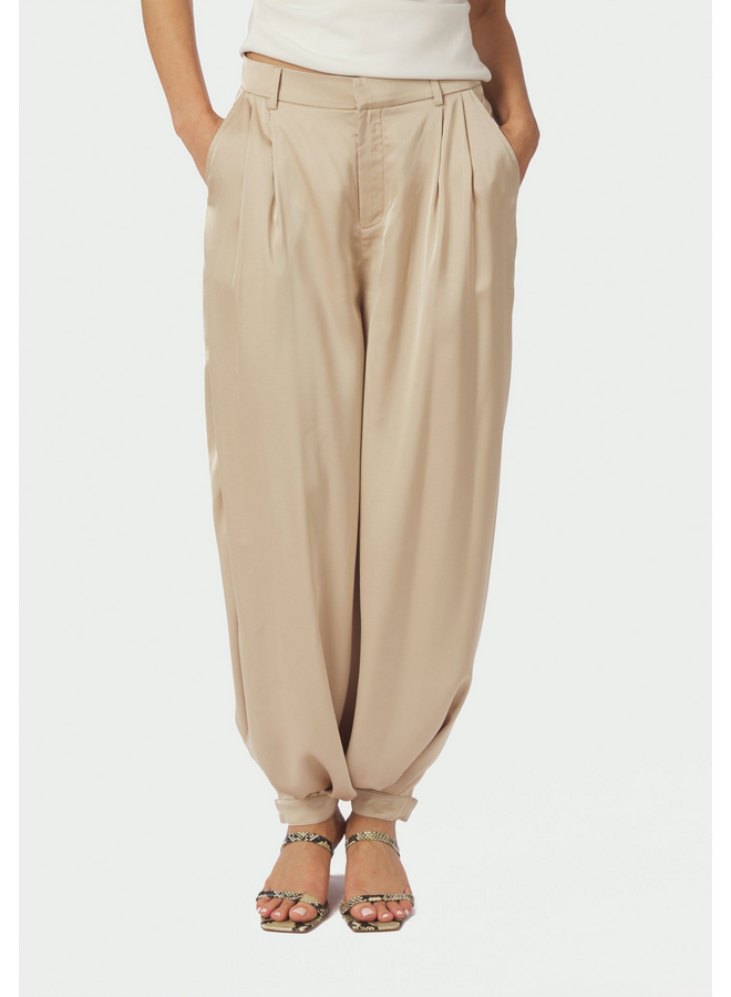 Neo Noir Fayla Drapy Satin Balloon Pants Dark Sand