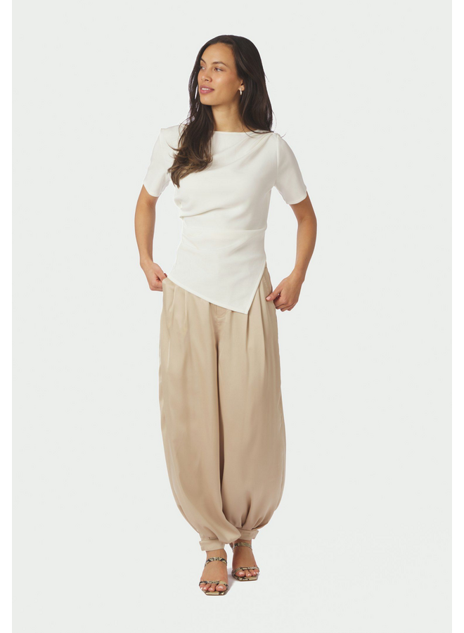 Neo Noir Fayla Drapy Satin Balloon Pants Dark Sand