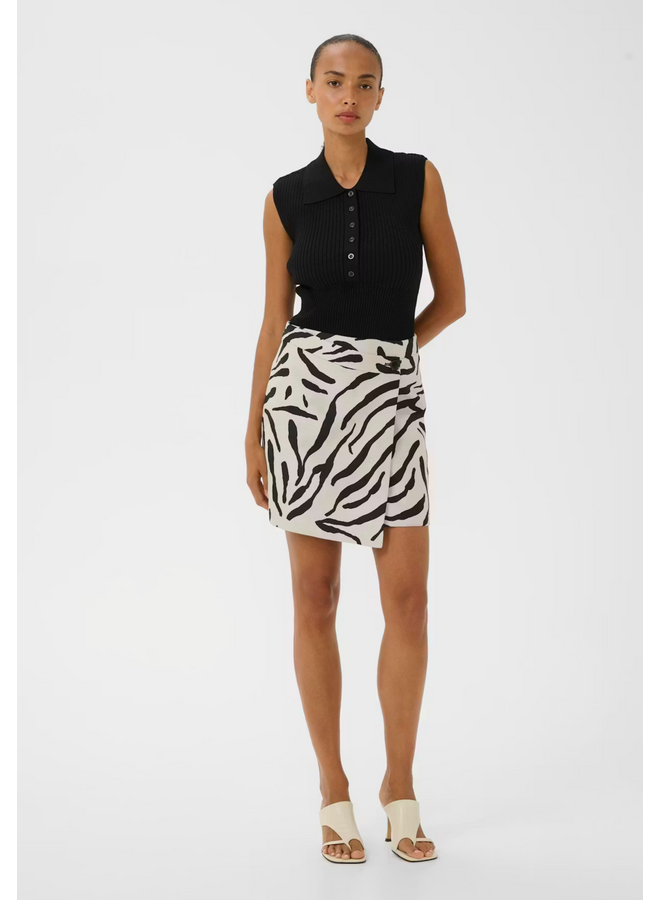 Gestuz Zebe Wrap MW Skirt Graphic Black White