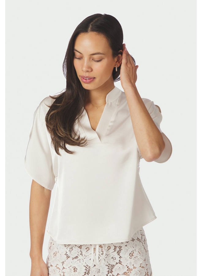 Neo Noir Anelle Heavy Sateen Blouse Pearl