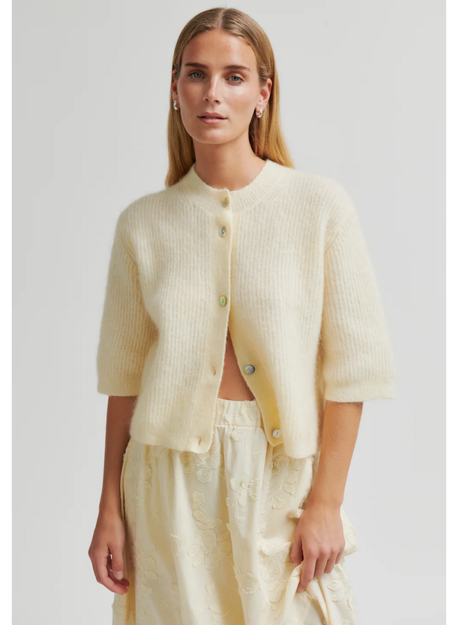 Second Female Andrea Knit Rib Cardigan Alabaster Gleam