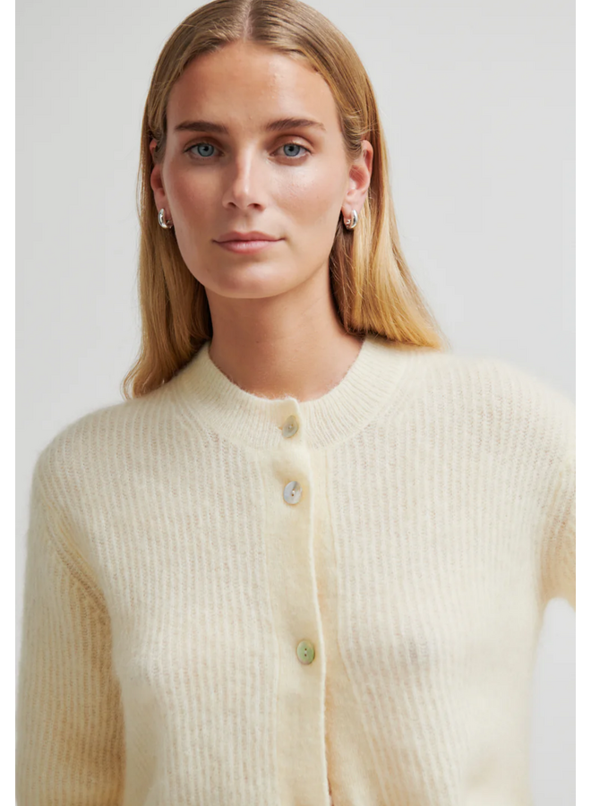 Second Female Andrea Knit Rib Cardigan Alabaster Gleam