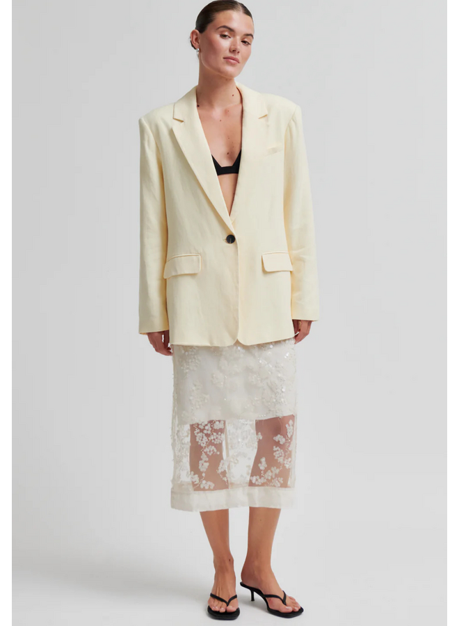 Second Female Lino New Fit Blazer Alabaster Gleam