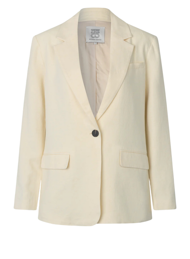 Second Female Lino New Fit Blazer Alabaster Gleam