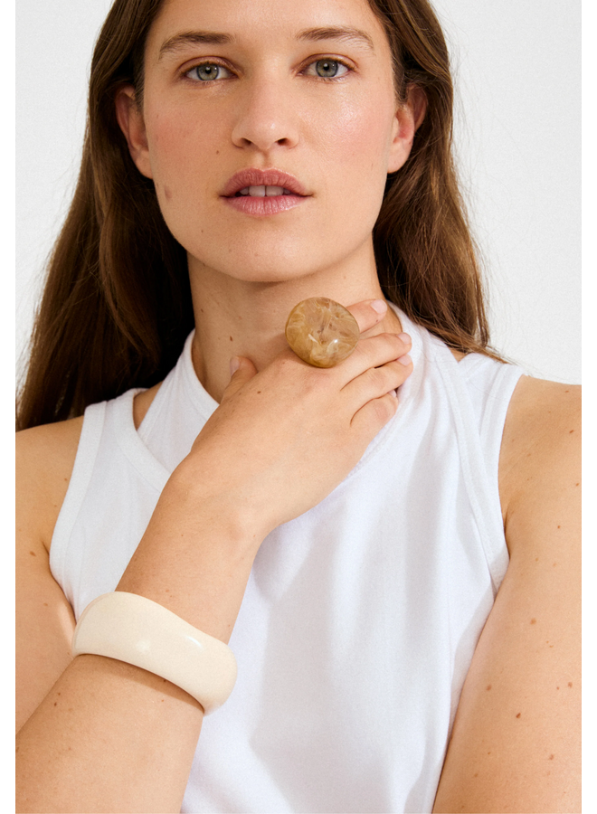Pilgrim AASE ring creamy/gold-plated