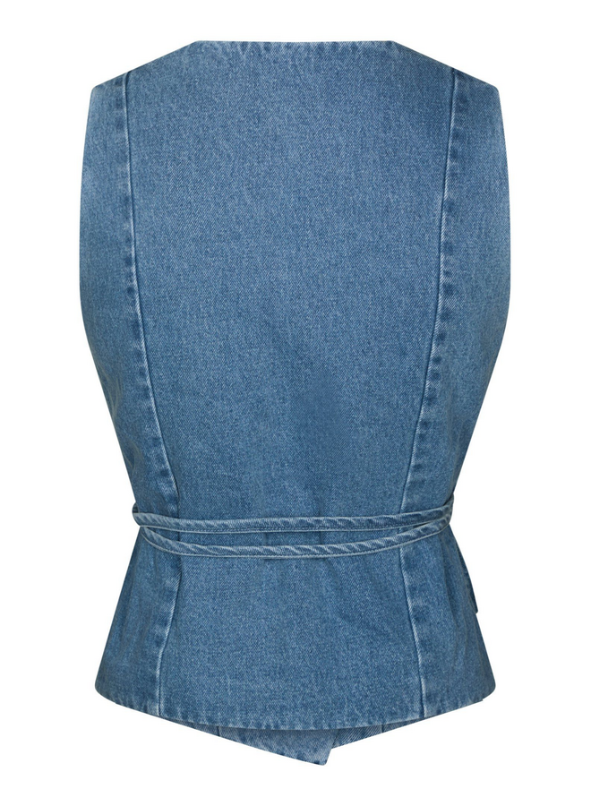 Neo Noir Samara Denim Waistcoat Blue