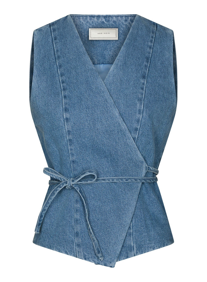 Neo Noir Samara Denim Waistcoat Blue