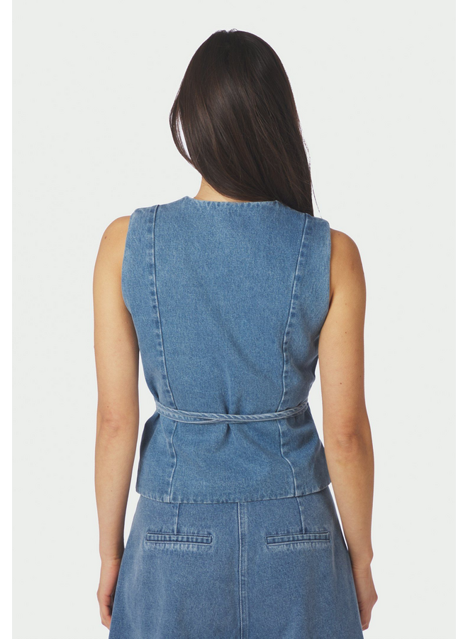 Neo Noir Samara Denim Waistcoat Blue