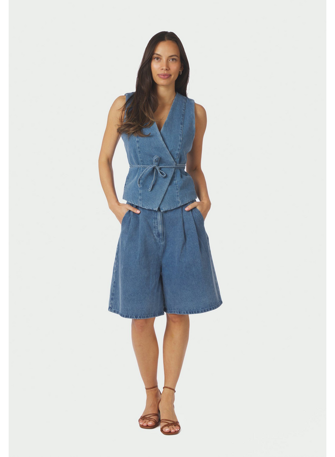 Neo Noir Samara Denim Waistcoat Blue