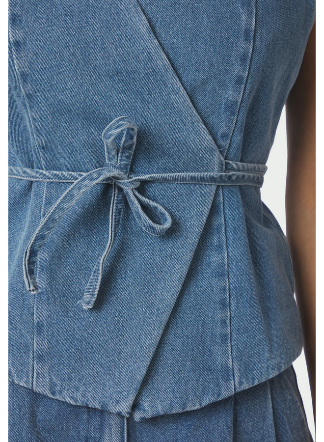 Neo Noir Samara Denim Waistcoat Blue