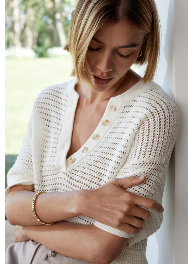 Varley Callie Knit Top Egret