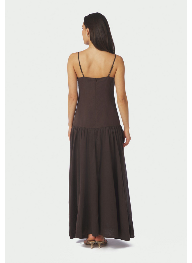 Neo Noir Jackie S Voile Dress Dark Brown
