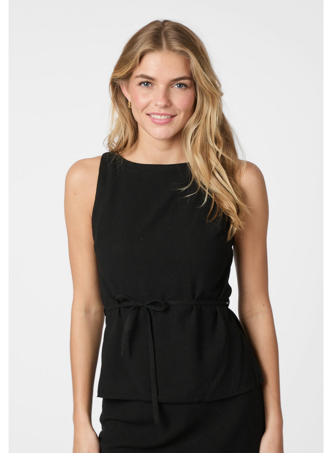 Neo Noir Nassa Linen Top Black