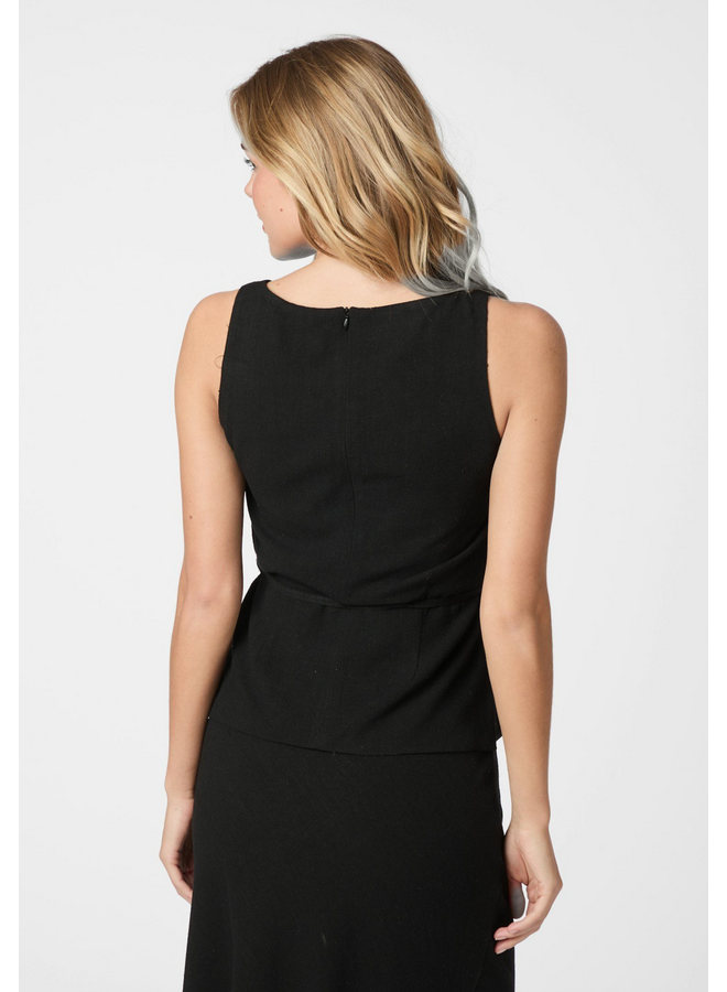Neo Noir Nassa Linen Top Black