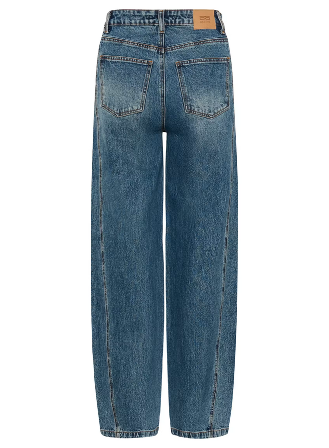 Gestuz Melu HW Barrel Jeans Classic Mid Blue Wash