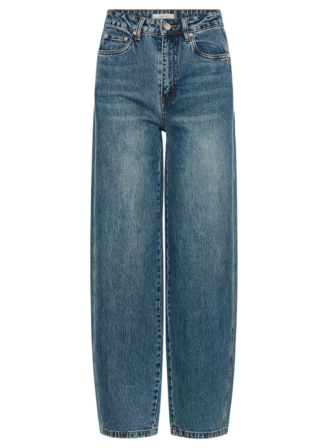 Gestuz Melu HW Barrel Jeans Classic Mid Blue Wash