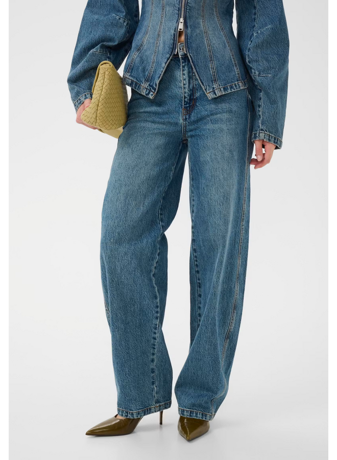 Gestuz Melu HW Barrel Jeans Classic Mid Blue Wash