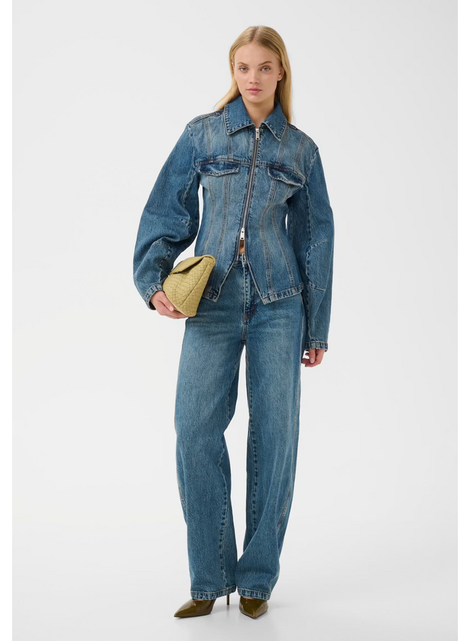 Gestuz Melu HW Barrel Jeans Classic Mid Blue Wash