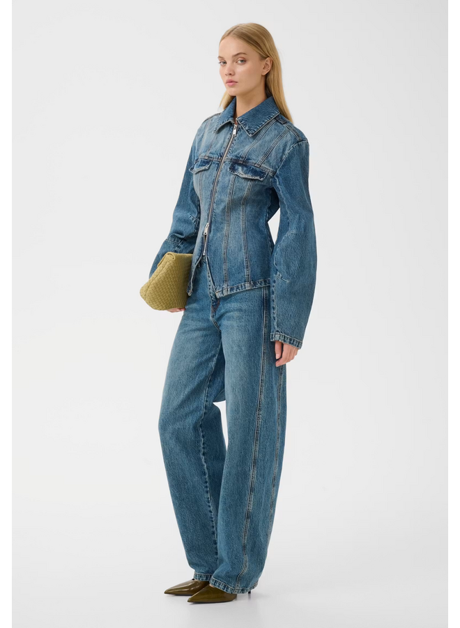 Gestuz Melu HW Barrel Jeans Classic Mid Blue Wash