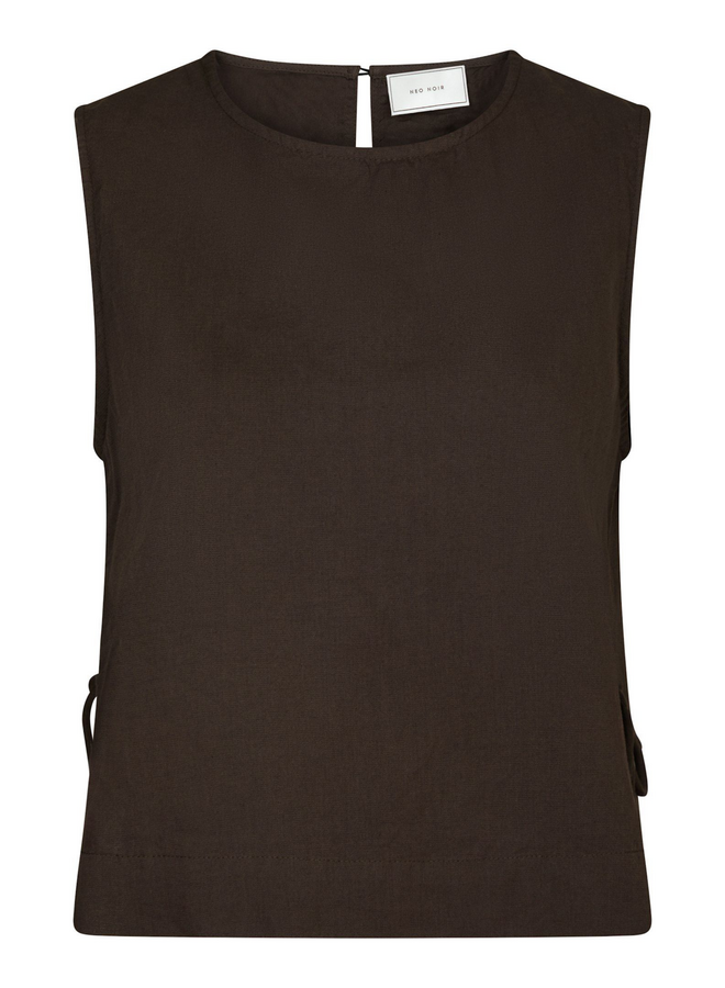Neo Noir Svetlana Linen Top Dark Brown