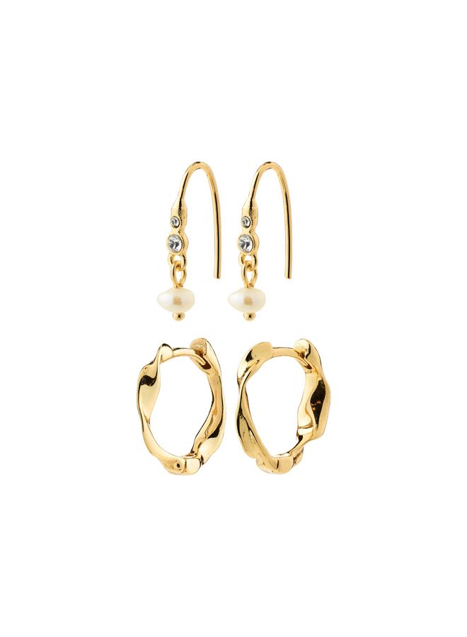 Pilgrim MORIN earrings 2-in-1 set, gold-plated