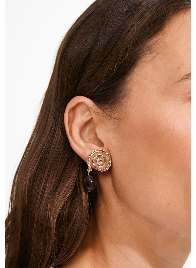 Pilgrim STILL earrings gold-plated/brown