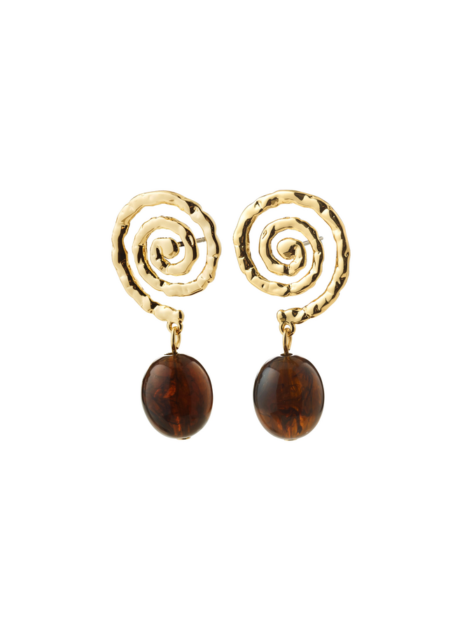 Pilgrim STILL earrings gold-plated/brown