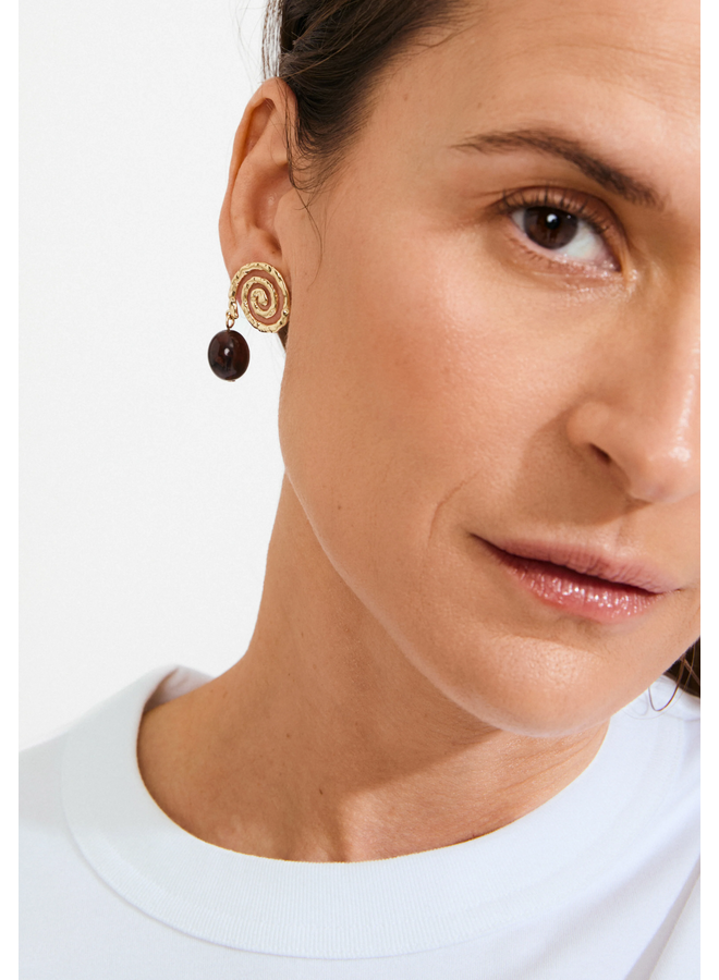 Pilgrim STILL earrings gold-plated/brown