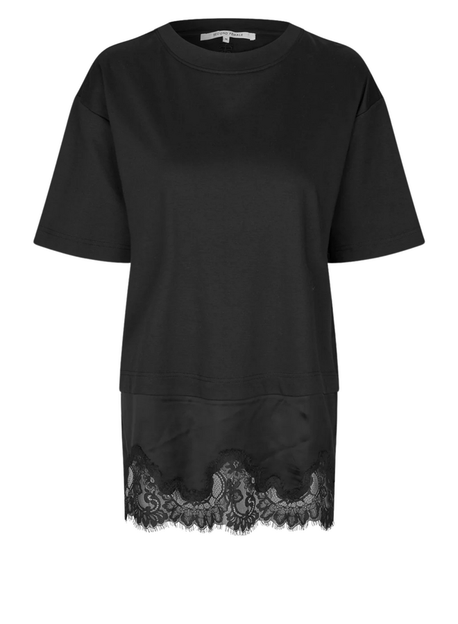 Second Female Vaccara Lace Tee Black