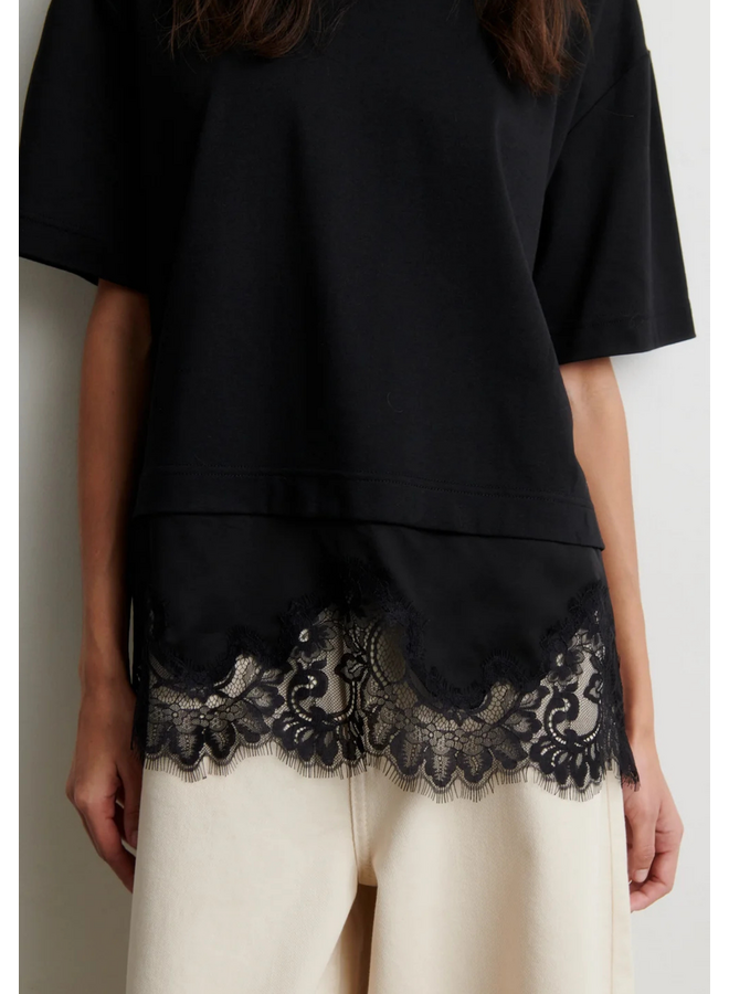 Second Female Vaccara Lace Tee Black