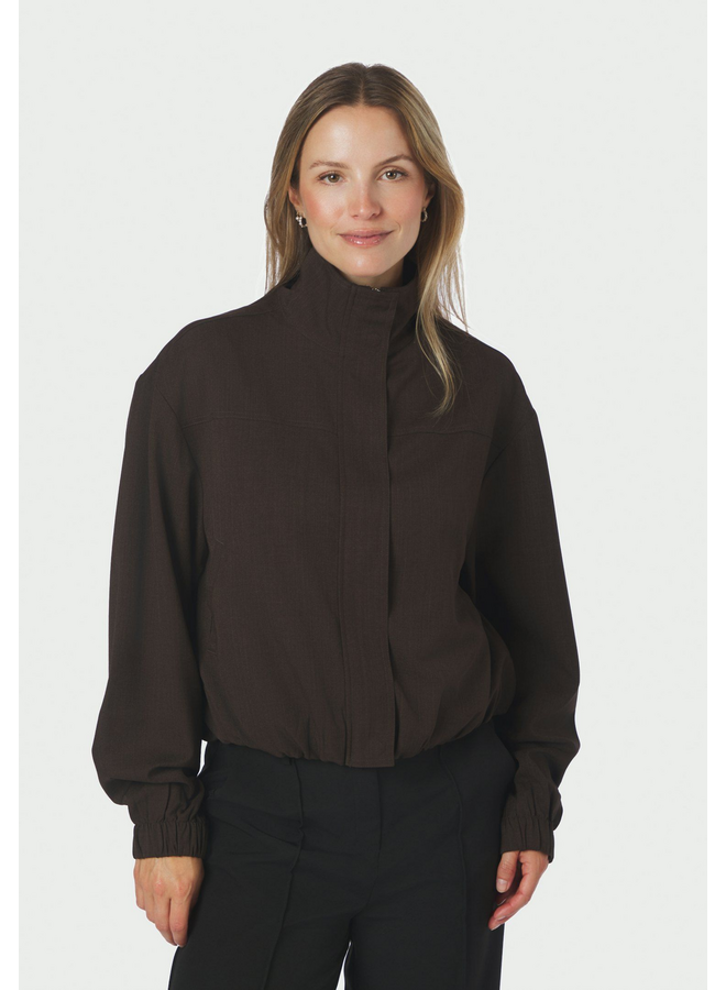 Neo Noir Felicity Zip Blouse Dark Brown
