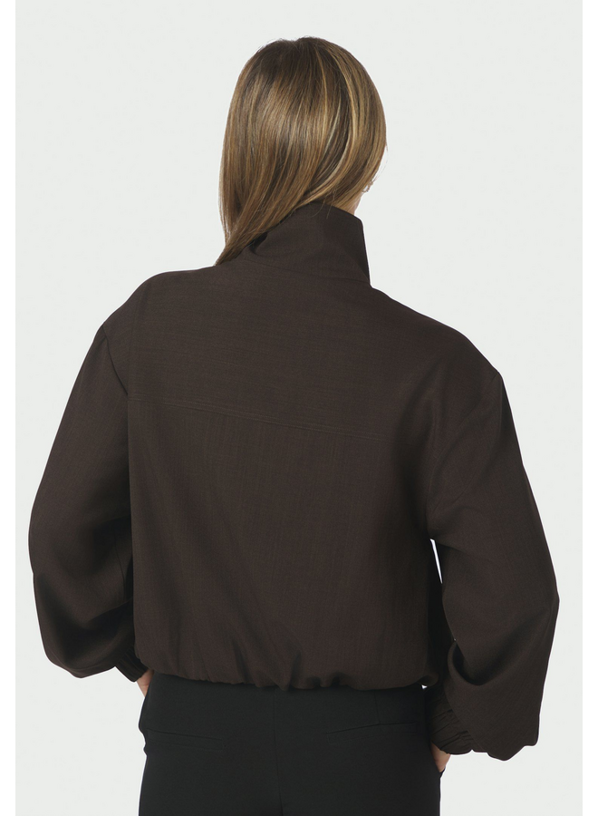 Neo Noir Felicity Zip Blouse Dark Brown