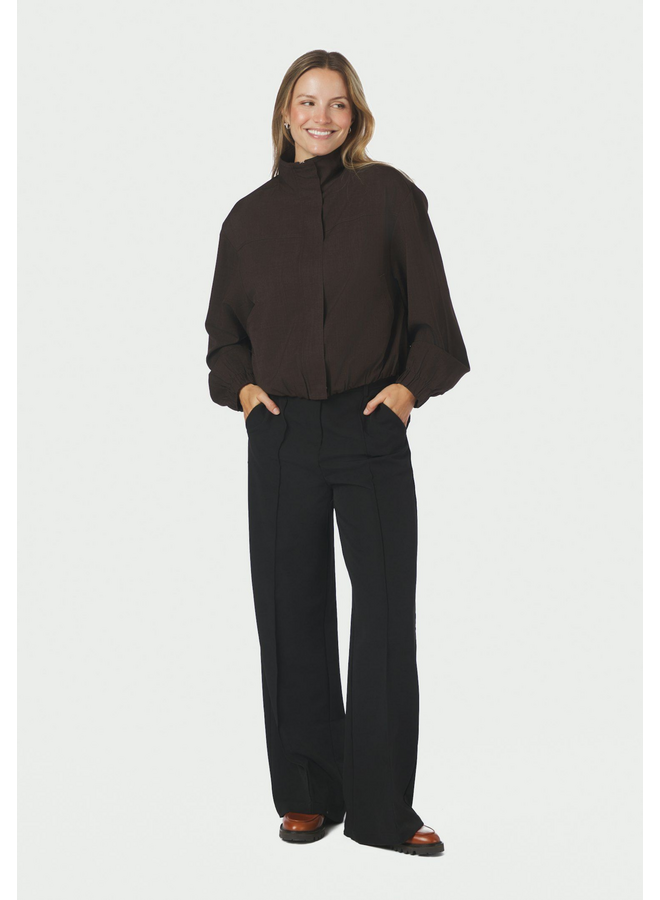 Neo Noir Felicity Zip Blouse Dark Brown