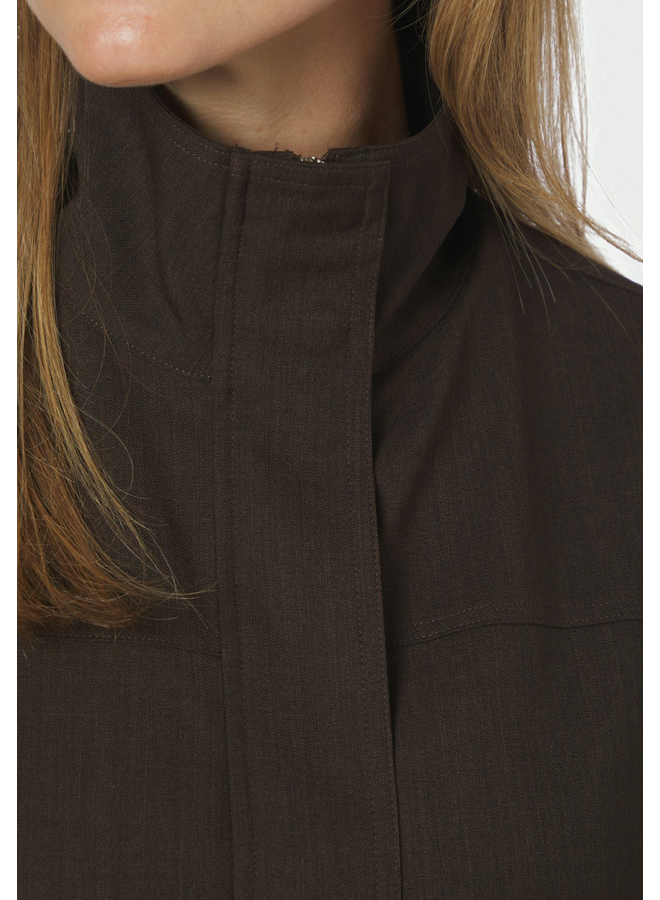 Neo Noir Felicity Zip Blouse Dark Brown