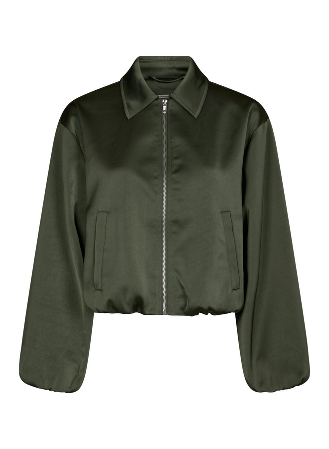 Neo Noir Denielle Heavy Sateen Jacket Deep Green